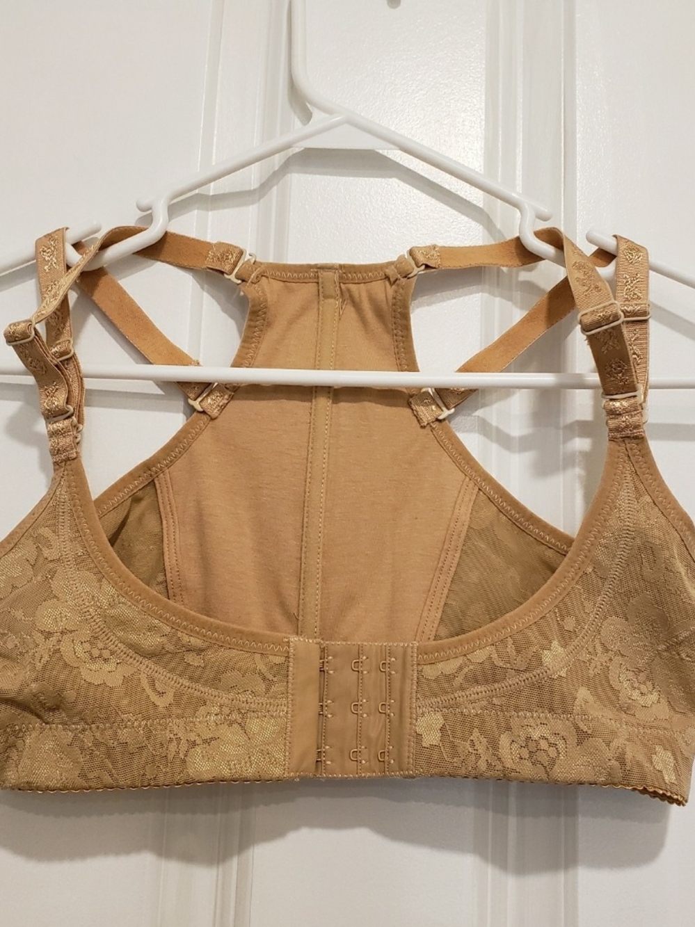 Supportive Lace-Back Bra in Tan — Smooth Everyday Support